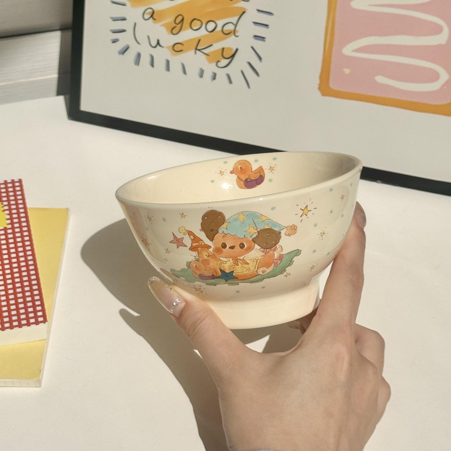 Cute Star Dream Ceramic Dog & Rice Bowl Set