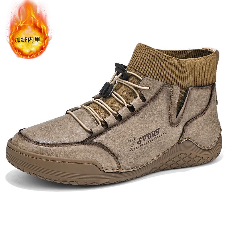 Men's tooling boots autumn and winter new high-top soft leather Martin boots men's retro British desert casual short boots