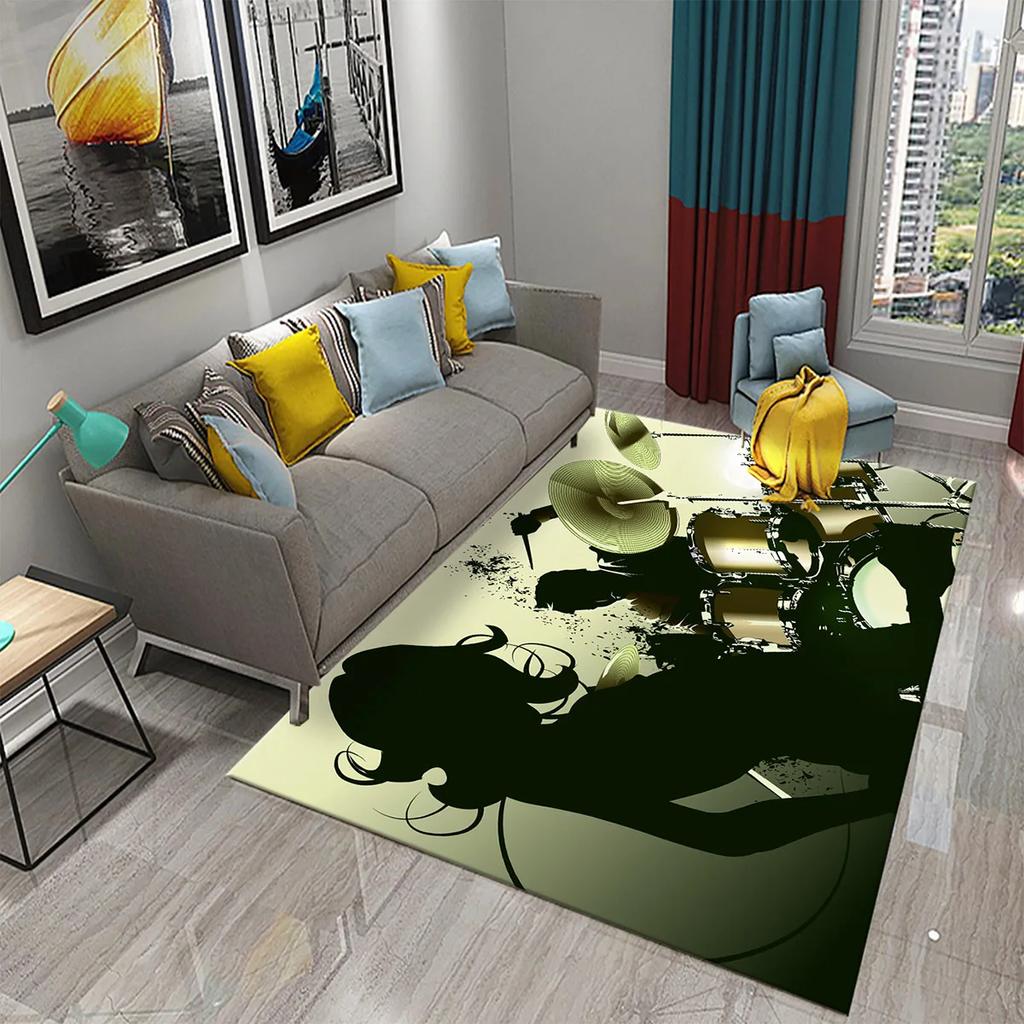 3D Music Note Guitar Instrument Carpet for Living Room Bedroom Large Carpet Bathroom Door Entrance Non-Slip Area Rugs Home Decor