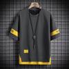 Fake Two Short-sleeved T-shirts Men's Summer Thin Tops Hong Kong Style Handsome All-match Trend Ins Casual Half-sleeved Shirt