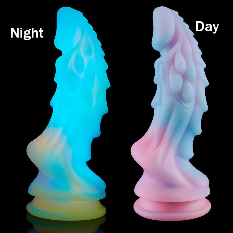 Luminous Dildo Anal Women Men Colourful Night Glow Dildo Penis Huge Dragon Monster Dildo Butt Plug Adult Sex Toy