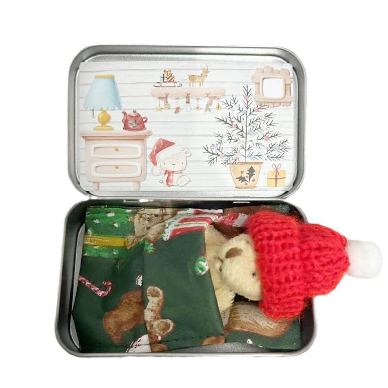 

Box Christmas Eve Teddy Bear Plush Toy Cute Doll Greeting Card Holiday Gift зелёный