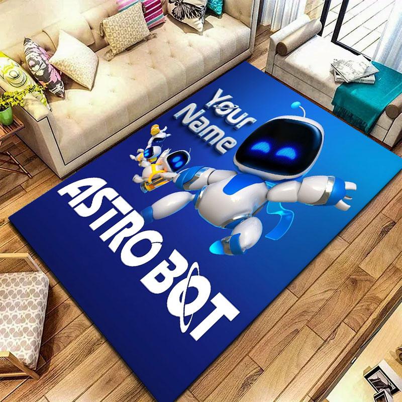 ASTRO BOT Benutzerdefinierter Name Teppich für Wohnzimmer Schlafzimmer Zuhause Sofadekoration, Kinderspiel Rutschfeste Bodenmatte
