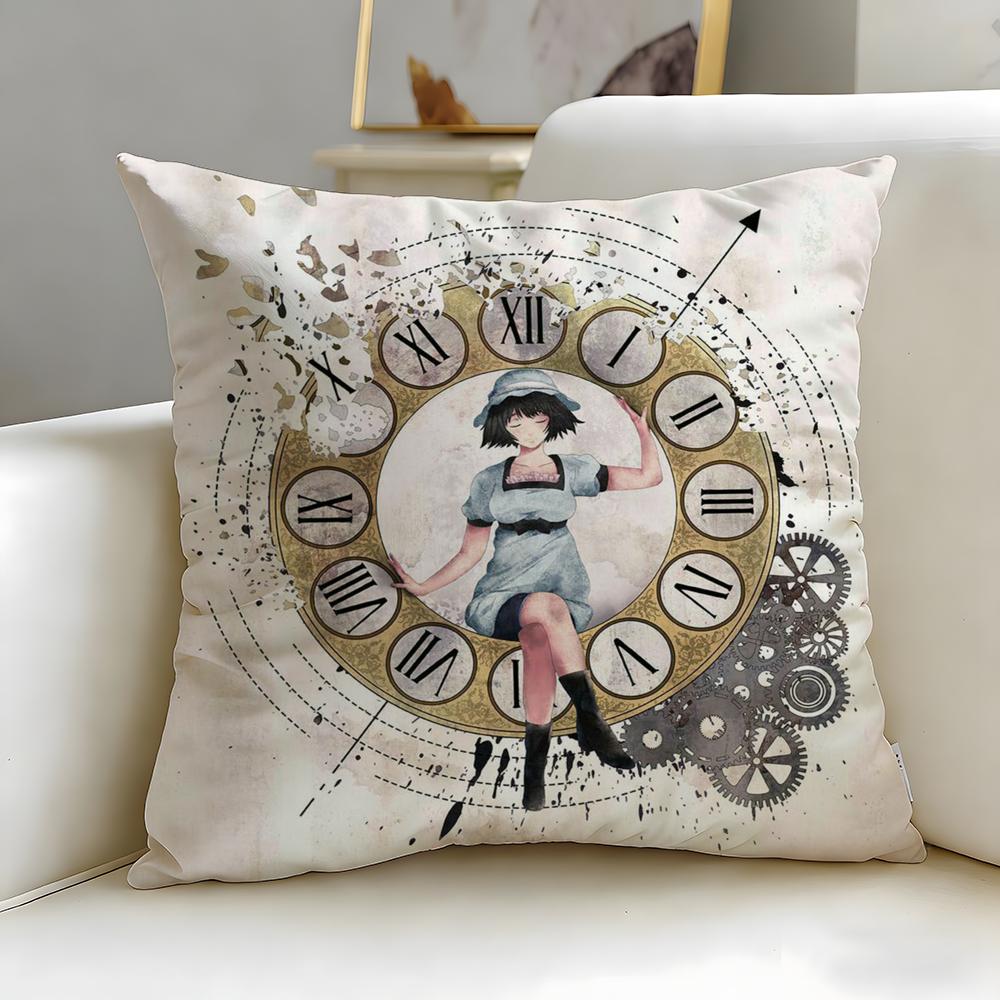 classic anime Steins Gate Cushion Cover Soft EasyWash Pillow Case Versatile for Couch Bed Travel and Office