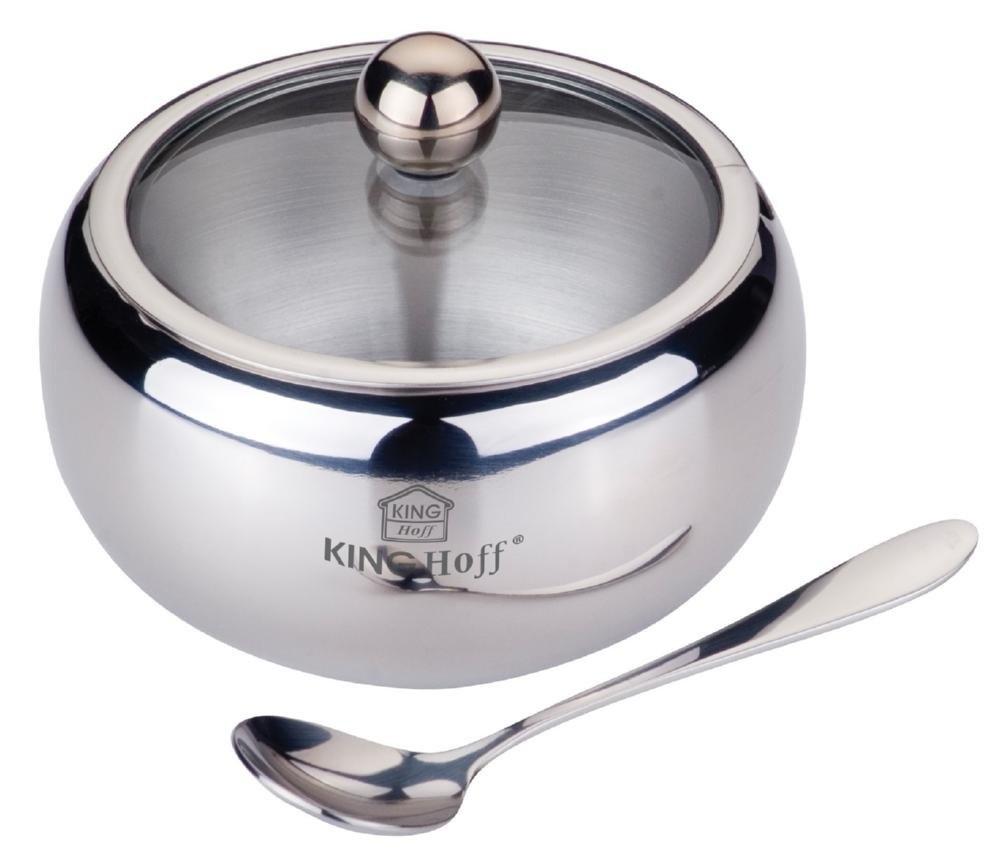 Kinghoff Kh-3732 Satin Steel Sugar Bowl With Spoon