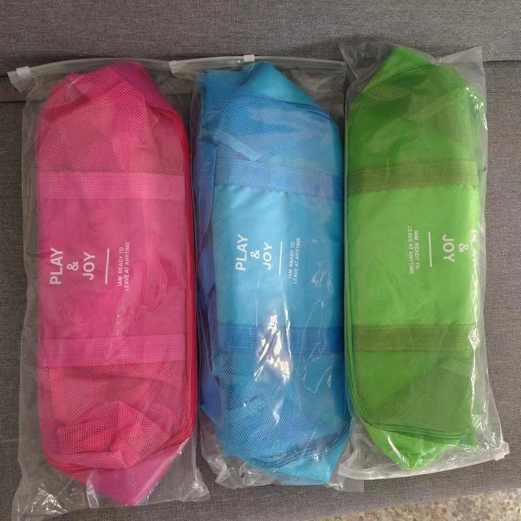 Waterproof Mesh Beach Bag, Large Capacity, Dry/Wet Separation, Double Layer, Portable Picnic Bag, Multifunctional and Simple Design.