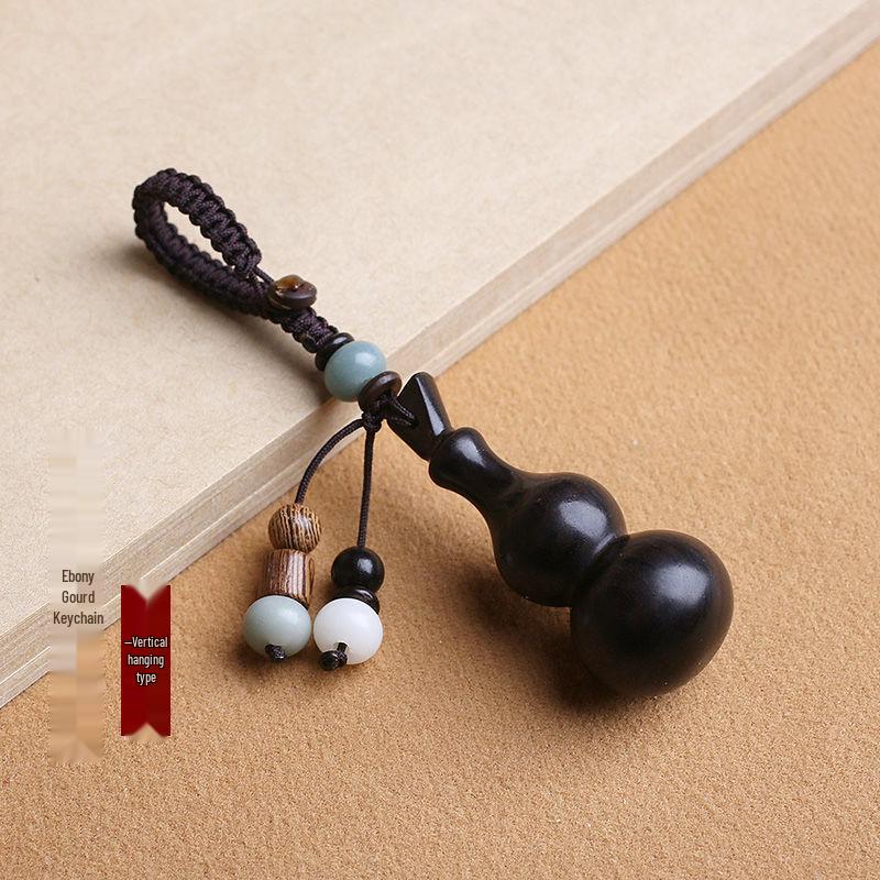 Handcrafted Sandalwood Gourd Keychain Pendant for Men, Women, and Couples
