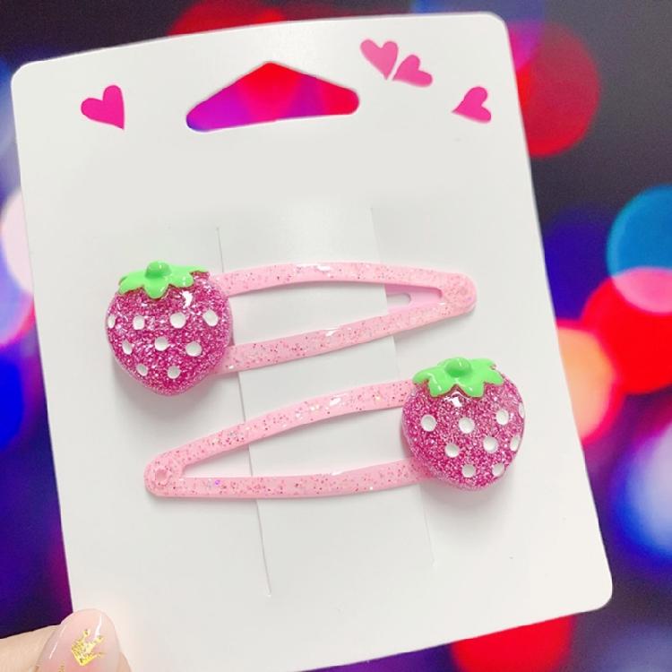 2 Stück Glitzer-Haarspangen mit Blumen- und Kuchenmotiven Haarnadel Cartoon Kinder-Haarschmuck für Mädchen zum täglichen Tragen