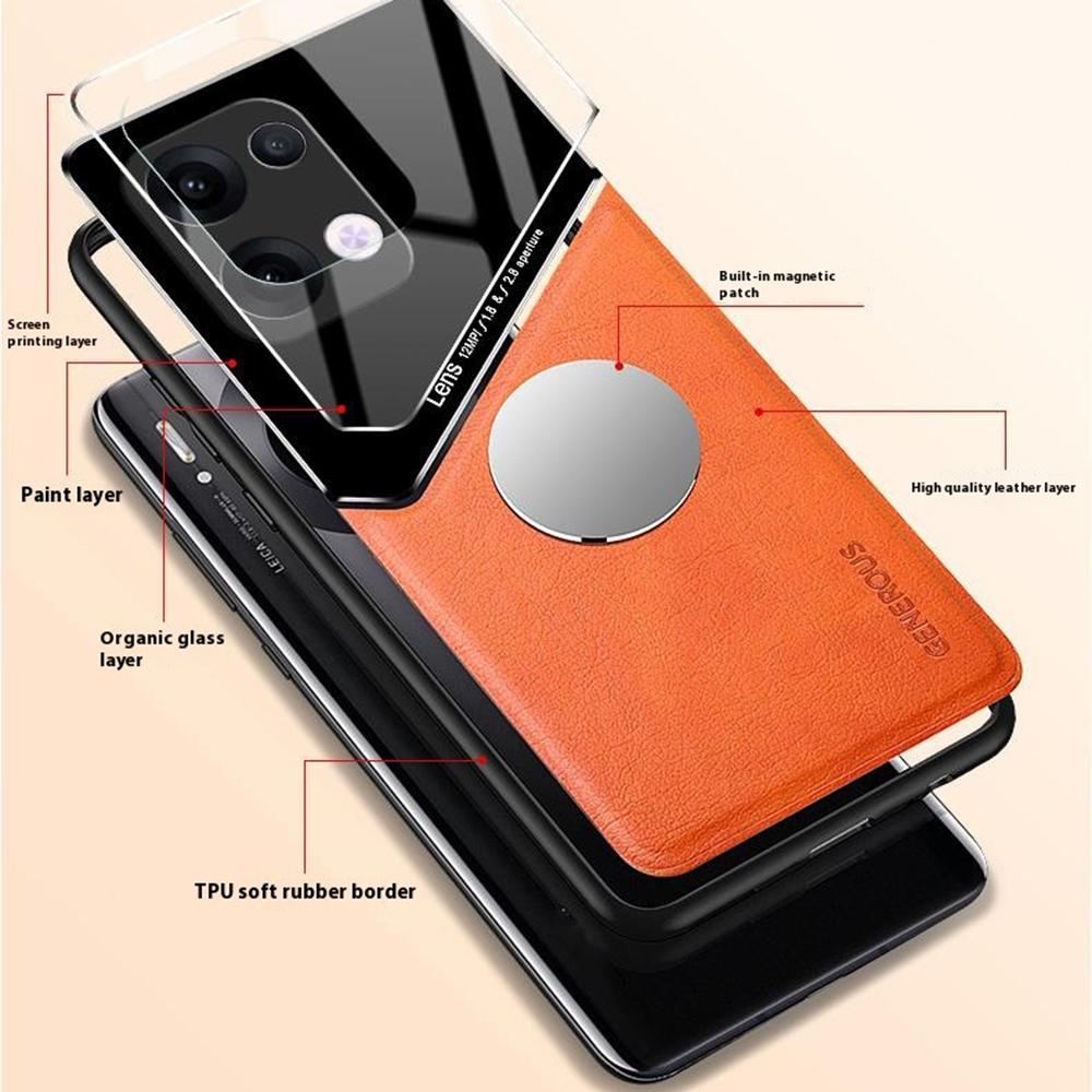 For Oppo Reno13 5G (Global) Case Leather Coated PC+TPU Phone Back Cover