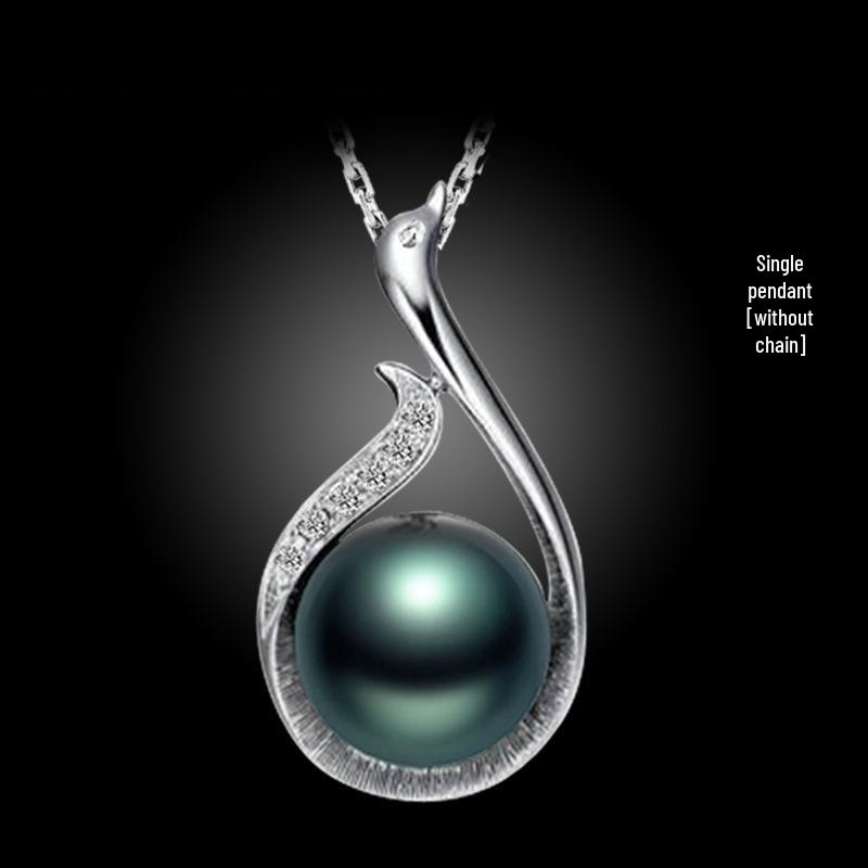 

Ожерелье-подвеска с имитацией таитянского черного жемчуга и циркониевыми акцентами