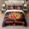 Custom Bedding Set Racing Club De Lens Pattern, Print Name Text 1 Duvet Cover Plus 2 Pillowcases Home Textile
