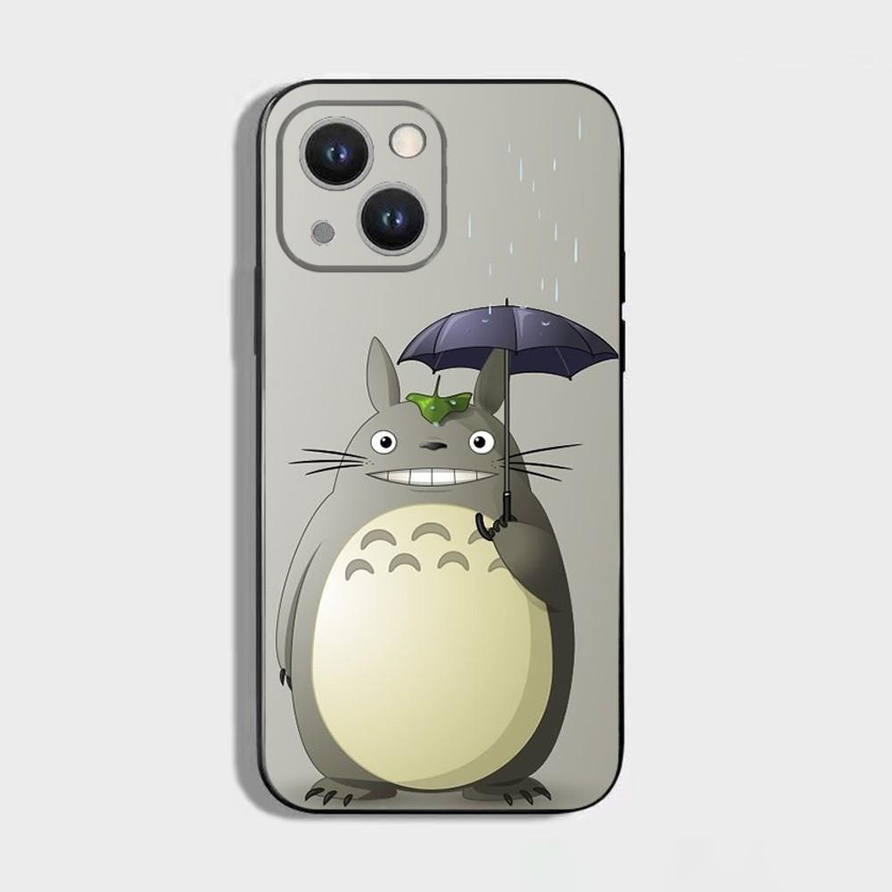 Anime T-Totoro-ES Cute Phone Case For iPhone 16,15,14,13,12,11 Plus,Pro Max,XS,X,XR,SE,Mini,8,7,Soft Silicone Black Cover