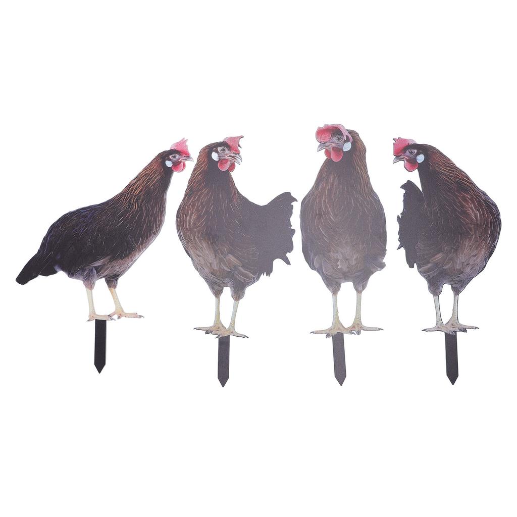 4 Pcs Garden Hen Stakes Colorful Realistic Decorative Acrylic Easy To Install Chicken Yard Decor