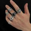 Punk Gemstone Skull Ring Set for Men High-End Hip-Hop Niche Dragon-Shaped Ring Men's Jewelry