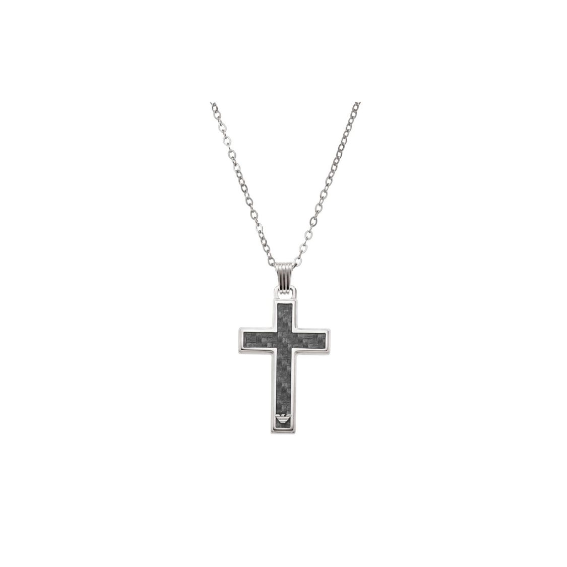 Emporio Armani Cross Decoration Stainless Steel Necklace Men necklaces Silver EGS1705040 F,Silver