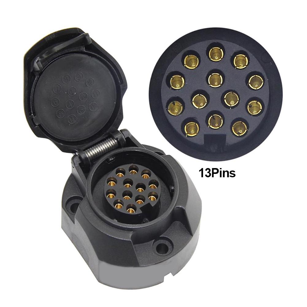 7/13 Pin Euro Trailer Socket Car Accessories Caravans 13 Pole Tow Bar Towing Socket Plug 12V Electrical Connector Adapter