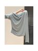 Women's Pink Asymmetrical Off-Shoulder Long-Sleeve T-Shirt - 2025 Autumn Slim-Fit