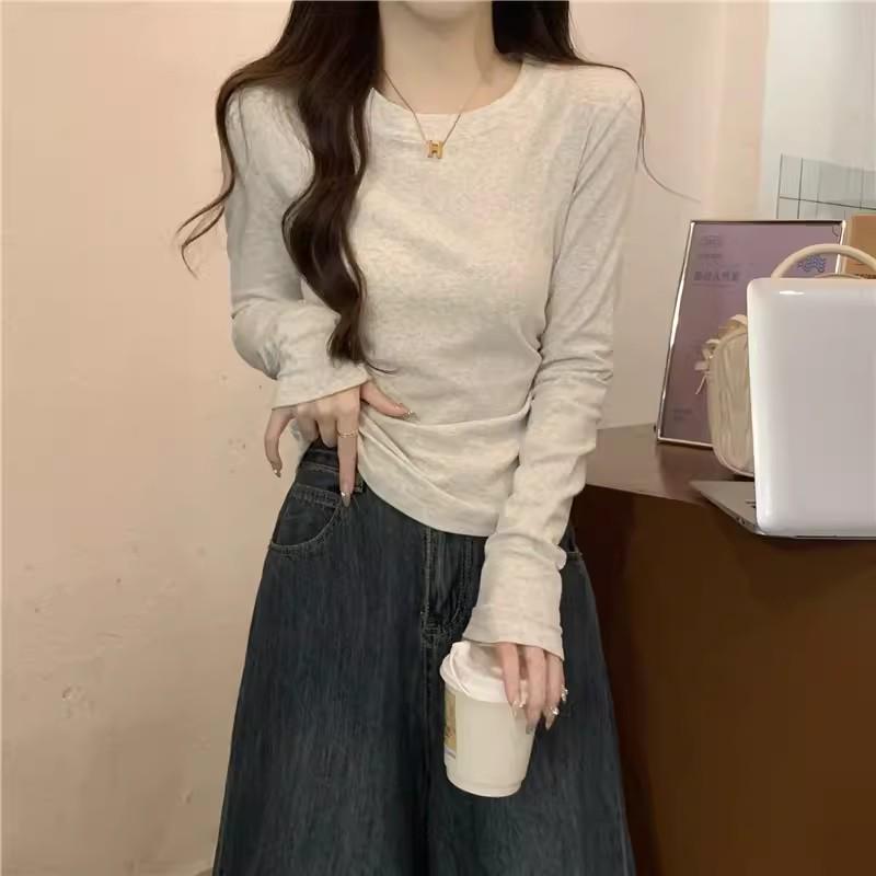 

Women s Long Sleeve Slim Fit Round Neck Spring T-Shirt M (90-105 lbs)