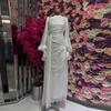Polyester Pleated Dress With Long Sleeves For Elegant Women Spring