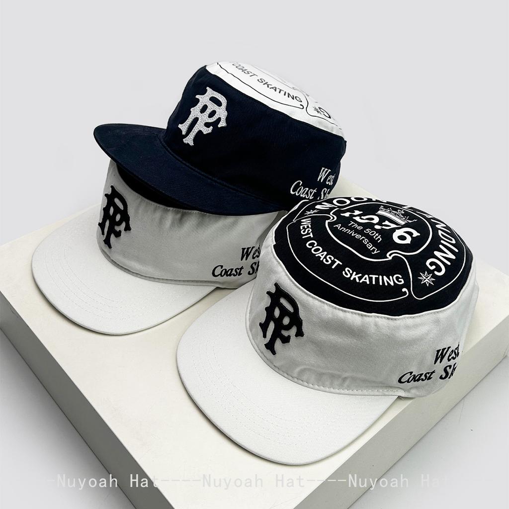 Korean Patched Embroidered Letters Baseball Hats Sunshade Flat Top New Men Women Versatile Color Block Retro Peaked Caps Fashion