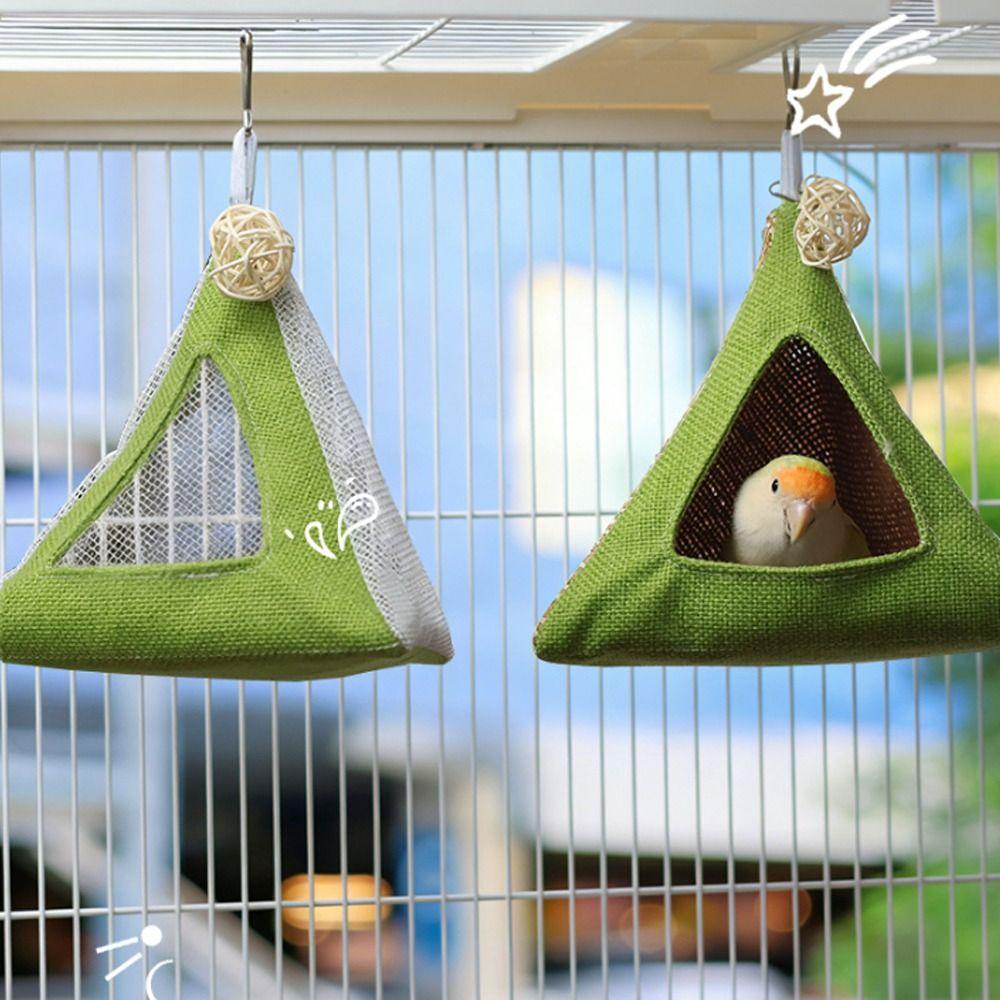 Breathable Net Summer Cooling Nest Triangular Bird Hammock Bird Hanging Tent  Hiding House
