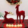 Christmas Reindeer Figurines 2Pcs Flocking Deer Statue Tabletop Decor for Living Room Home Office Holiday Party Christmas Decor