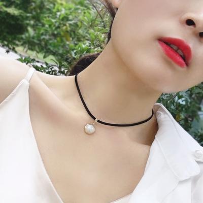 Accessoires Halskette Damen Künstliche Perle Schwarzes Halsband Internet-Berühmtheit Halsband Kurze Schlüsselbein-Halskette Schlüsselbein-Kette