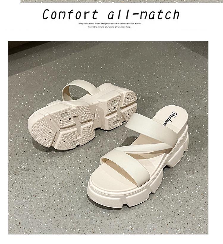 Women's Summer Platform High-Heeled Sandals: Stylish Slip-On Flip Flops with Thick Soles and Versatile Elevation.