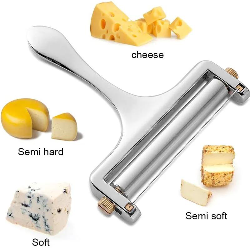 Cheese Slicers Adjustable Thickness Heavy Cheese Cutters with Wires for Soft Semi-Hard Cheese Butter 1-4 Cutting Wires Included
