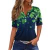Damen T-Shirt Tee Print Knopf Kurzarm Täglich Wochenende Mode Basic V-Ausschnitt Reguläres Oberteil St. Patrick's Day