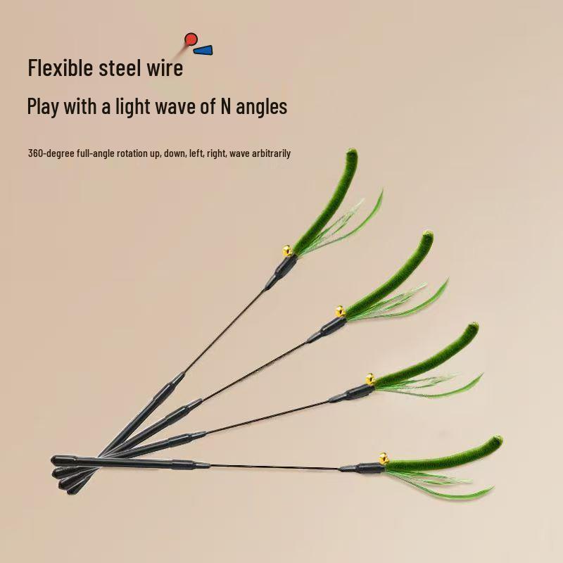 Dogtail Grass Cat Teaser Stick - Long Handle, Bite-Resistant, Steel Wire, Plant-Inspired Pet Toy for Relieving Boredom.