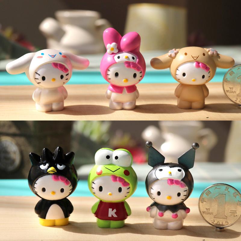 New 6Pcs/Set Anime Sanrio  Action Figure Toys Cute Kuromi Mymelody Cinnamorol Figurine Dolls Children Kids Xmas Gift
