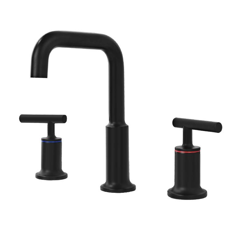 Bathroom Sink Faucet Dual Handle Gold Chrome hot & cold water Deck mounted Sink Faucets gold 3 hole 8 inch Basin tap