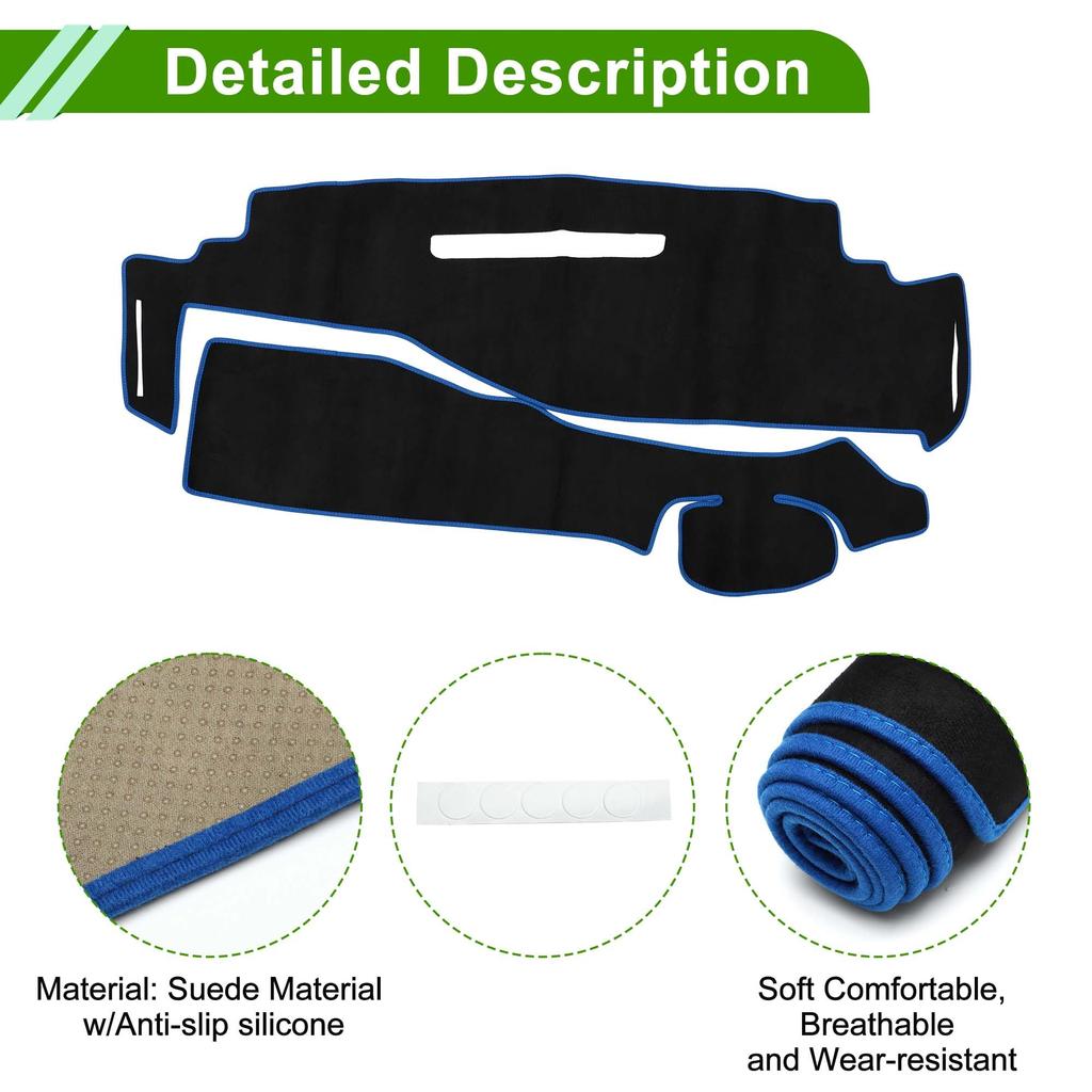 HOPESPANNER Dashboard Mat for Nissan Serena C27 Series Dashboard Protective Car Dash Mat Suede Reduces Interior Heat Black with Blue Drive Only