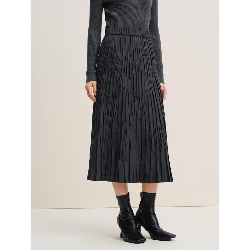 JUZUI Women's Elegant Pleated A-line Long Skirt