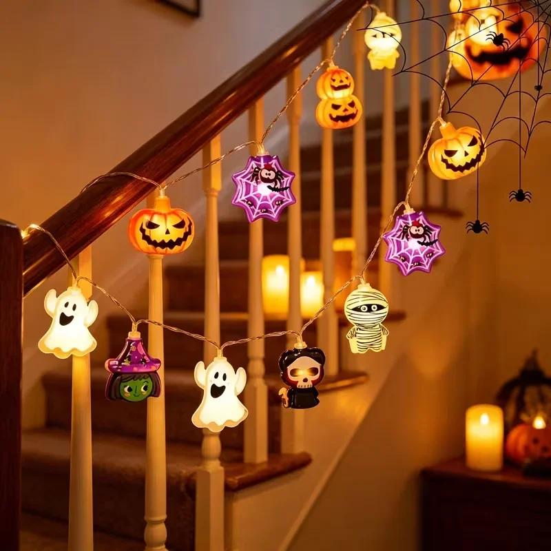 Halloween LED String Lights 20 LED Ghost Pumpkin Spider Mummy Skeleton Fairy Lights Suitable for Holiday Party Home Decor