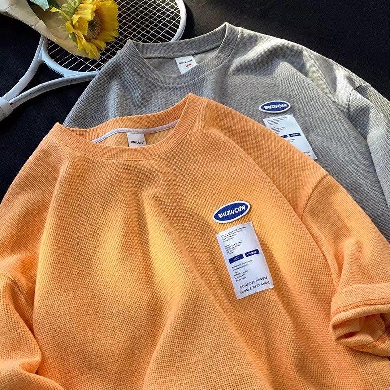 

Вафельная вышивка с коротким рукавом Футболка Мужская летняя японская повседневная футболка Мужские тонкие фигуры Пуловер Печатная футболка Ретро Круглый шея Топ для