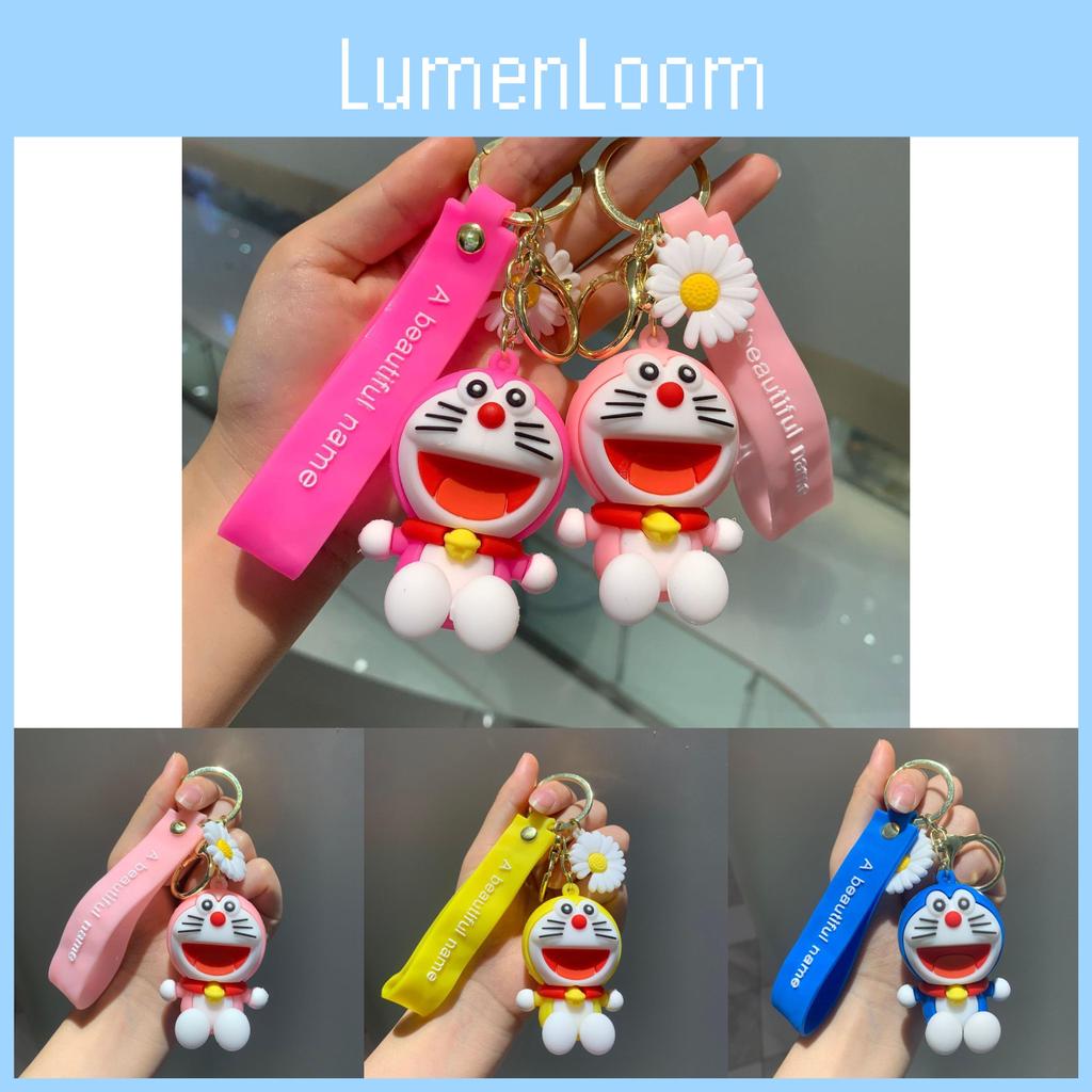Adorable Cartoon Doraemon Keychain Cute Silicone Dangling Key Ring Accessories