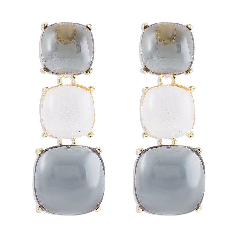 

Candy Mixed Color Resin Clavicle Necklace Earrings Female Geometric Single Earring Type C