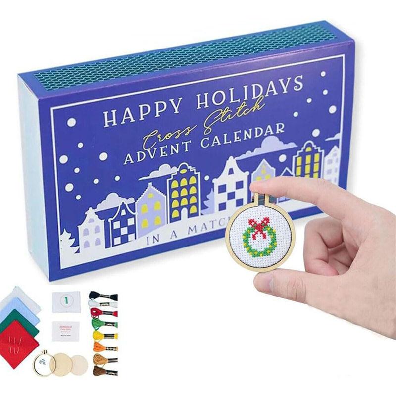 Christmas Cross Stitch Advent Calendar Set 24 Days Countdown Xmas Embroidery Kit