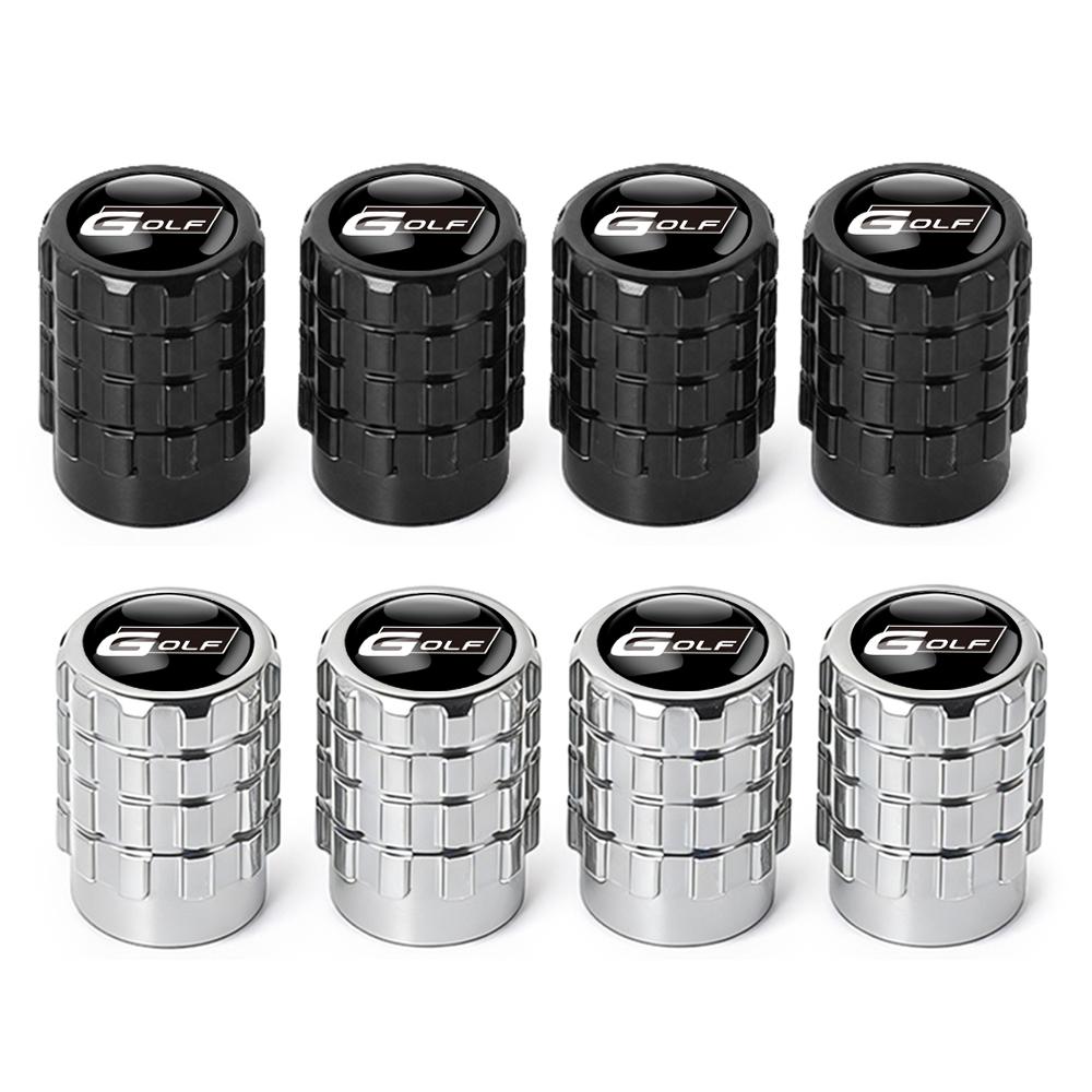 4PC Aluminium Car Tire Valve Stems Cap Gear-Shaped-Valve For Volkswagen TSI TDI R32 MK4 GTI Golf Polo Tiguan Passat Jetta Touran
