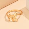 Elegant Adjustable Mori Style Leaf Ring for Girls - Fashionable Stainless Steel Design