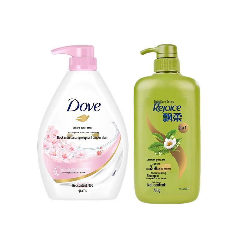 Набор: Гель для душа Dove Цветок вишни и Шампунь Rejoice