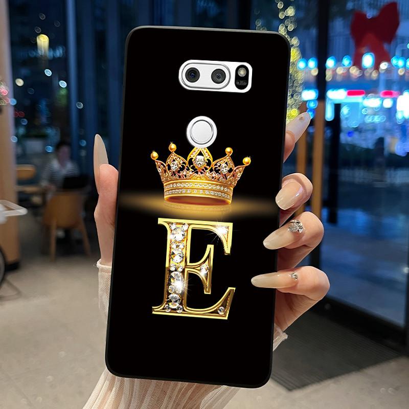 Phone Case For LG V30/V30 Plus/V30S ThinQ/V35 ThinQ Soft Silicone Beautiful Trendy Crown Letter Pattern Black Case Casing