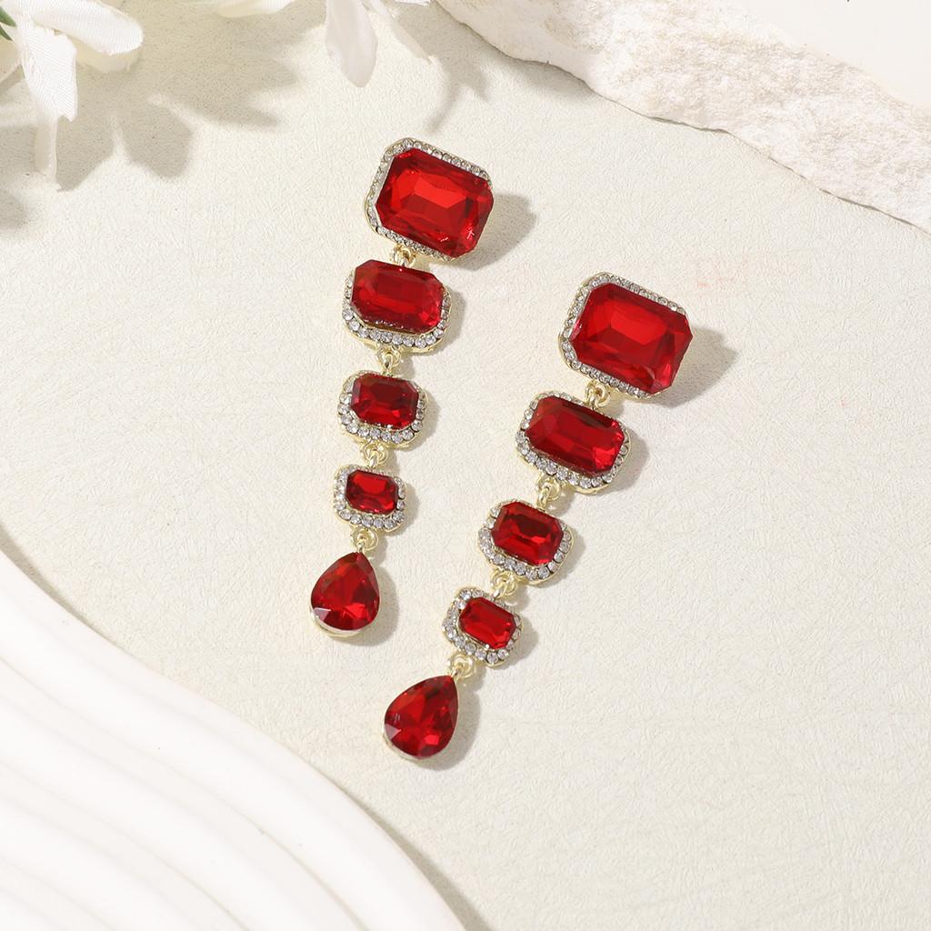 

Elegant Red Crystal Water Drop Earrings For Women Gift Fashion Jewelry красный