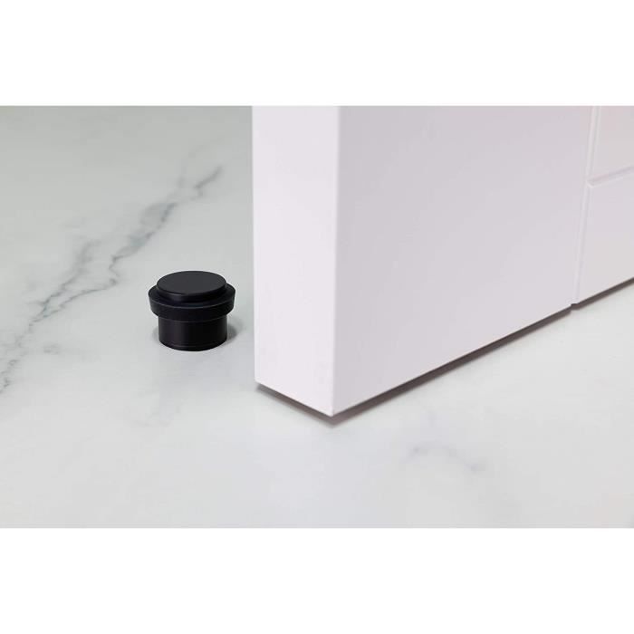Butée de porte, adhésif ou vis avec installation au sol. Silicone noir