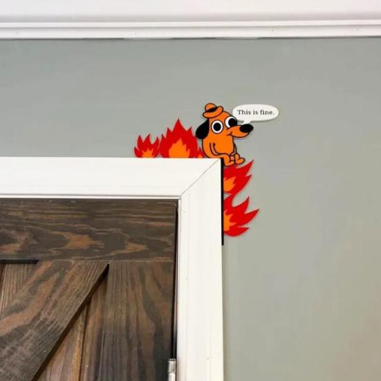 1 Stk/2 Stk Hundeflammedør Topper Tegneserie Hundedørkarm Hjørneskilt DIY Craft Home Decor for Valentinsdag Jul Vinduer Veggdekorasjon