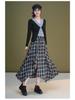 Autumn 2025 High-Waisted Irregular Black & White Plaid Skirt for Women