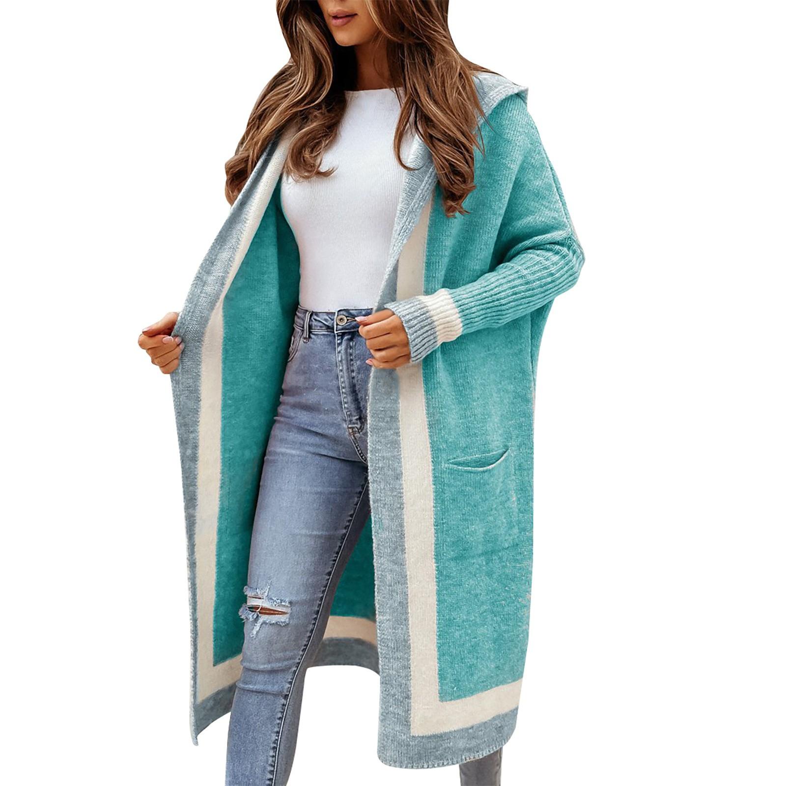 

Женский повседневный однотонный свитер с капюшоном, кардиган, куртка с длинными рукавами, куртка с длинными рукавами M