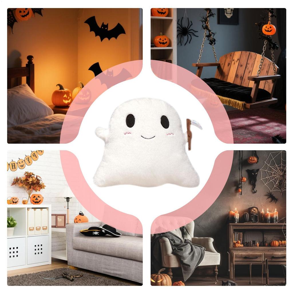 Halloween Ghost Pillow Modern Cute Ghost Stuffed Animal Cushion Decor Bedding for Sofa Chair Couch Balcony Porch Kitchen Living